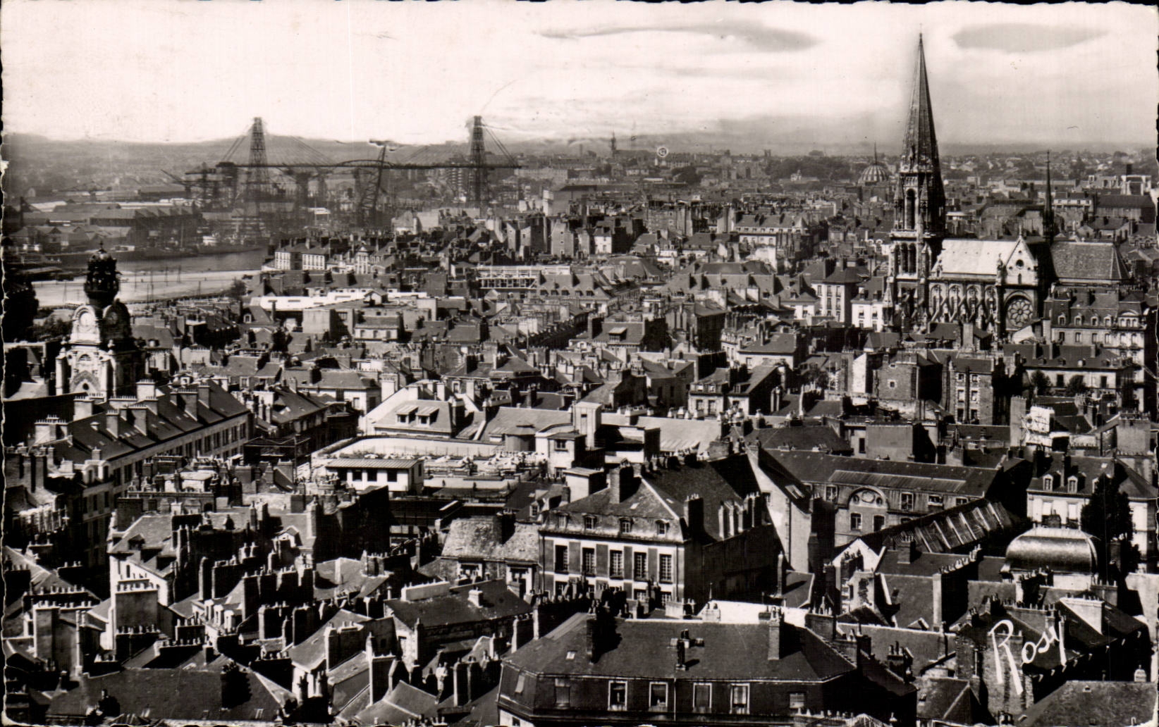 Nantes MODERN CARD Panorama on the bridge and ls churches taken of the cathedral