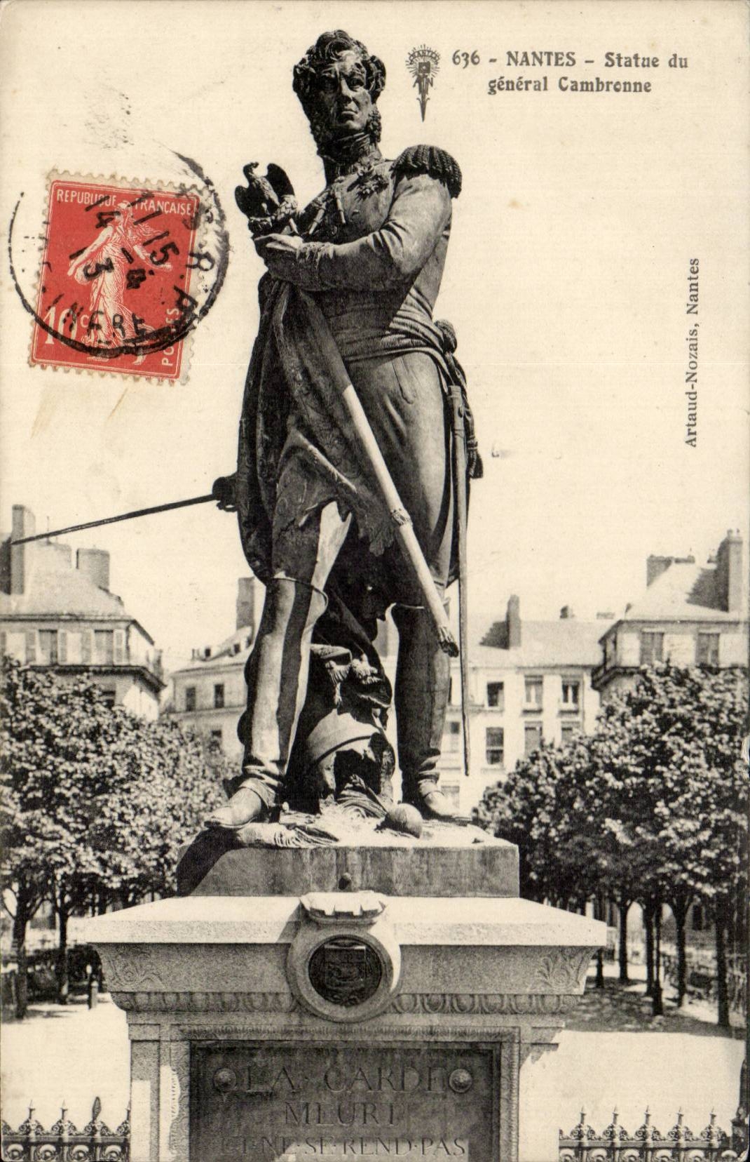 Nantes CPA Statue of general CAmbronne (Napoleon)