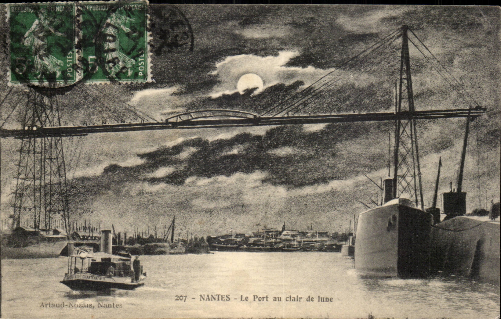 Nantes CPA the port with the moonlight