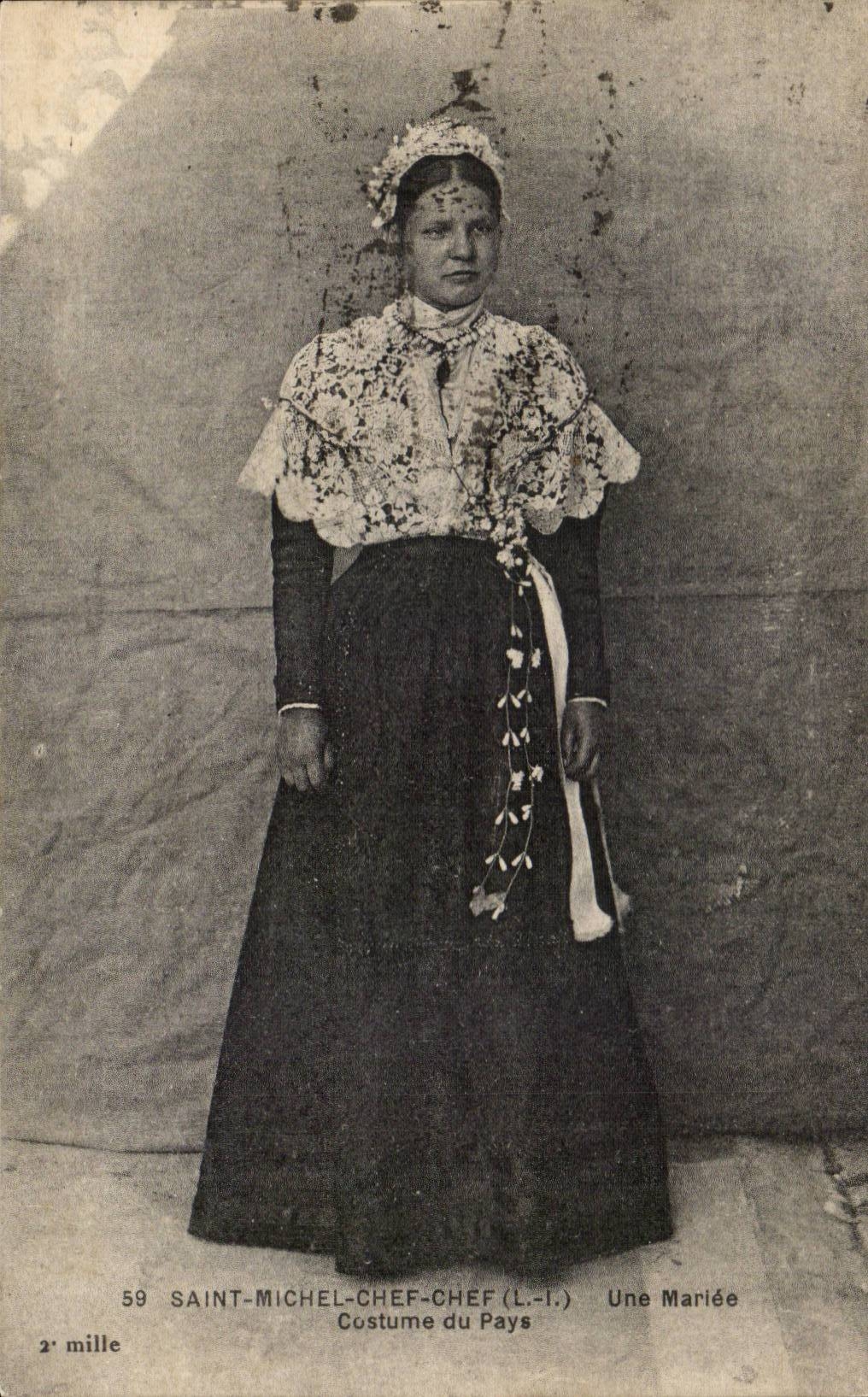 Saint Michel Chief Chief CPA a bride Costume of country TOP (folklore costume caps)