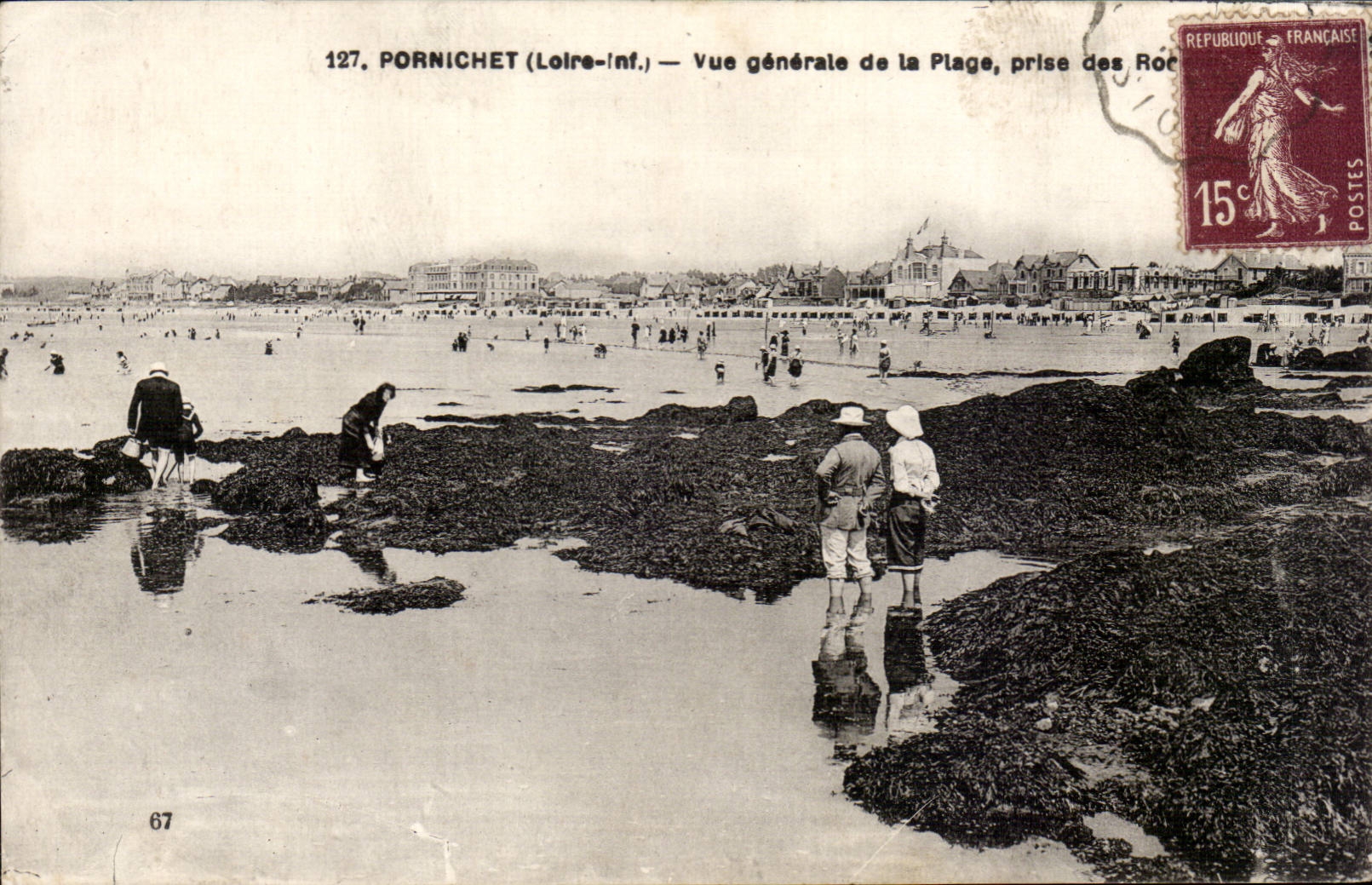 Pornichet CPA View of the beach taken of the rocks