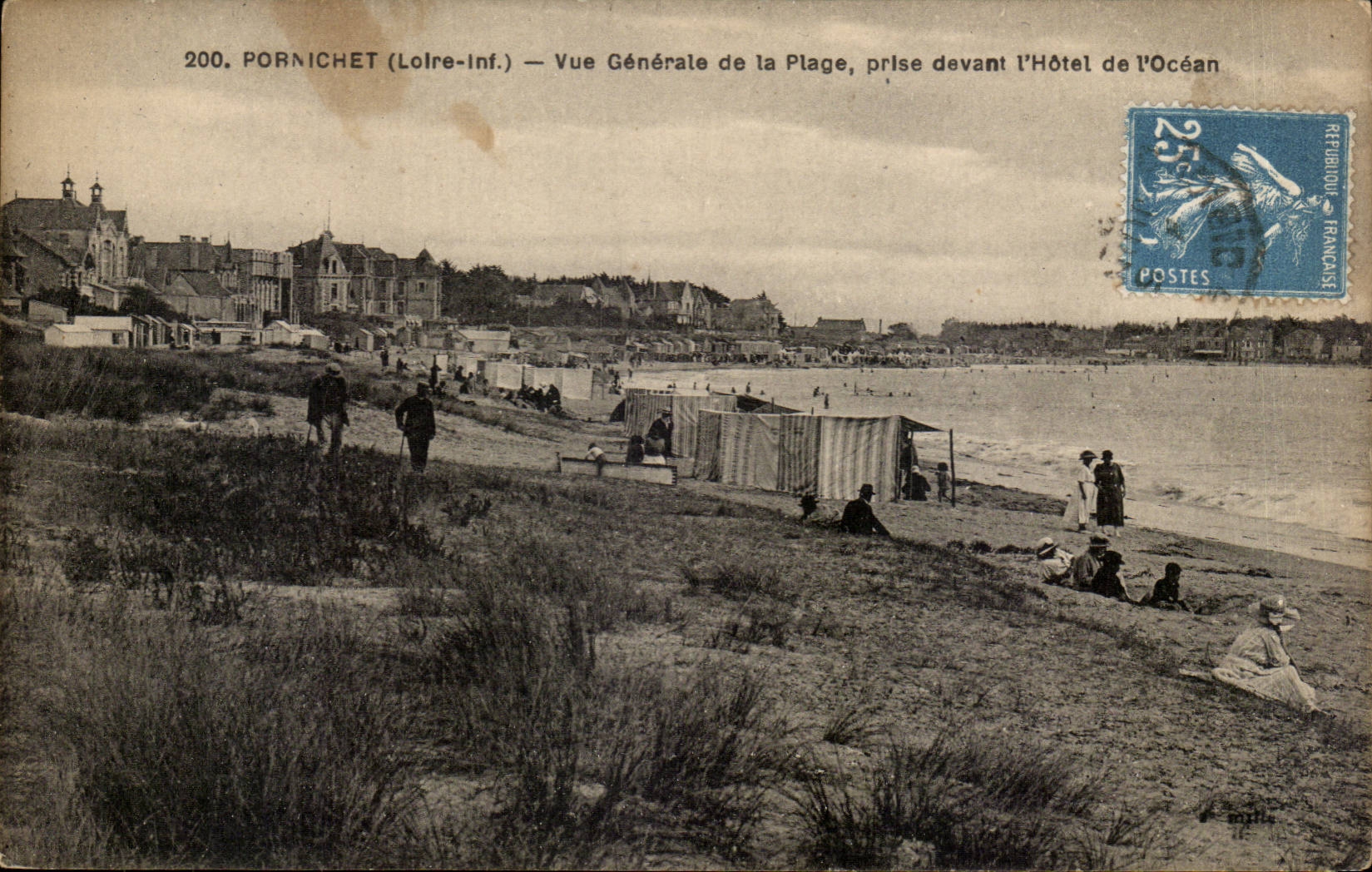 Pornichet CPA View of the beach taken in front of the hotel of the ocean