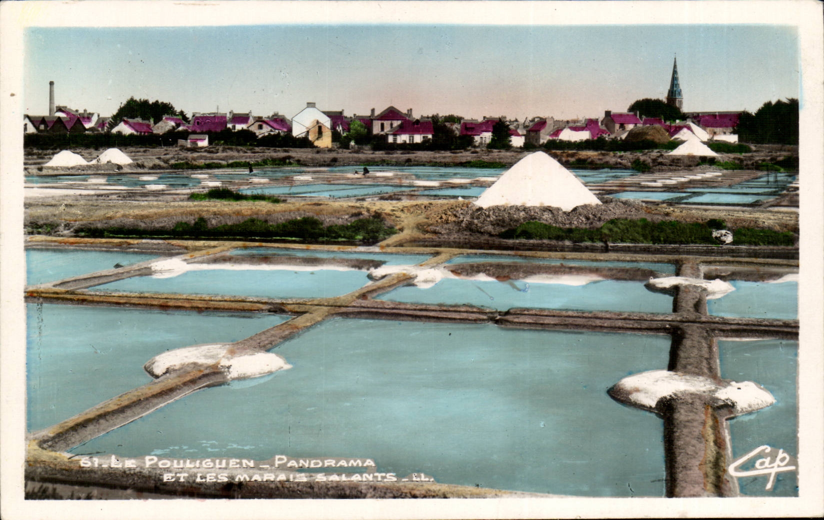 Salt-water Pouliguen CPA Panorama and marshes