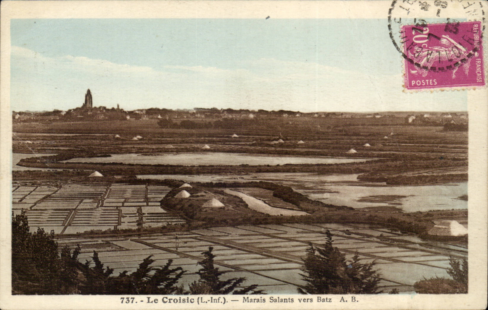 Croisic CPA salt-water Marshes towards Batz