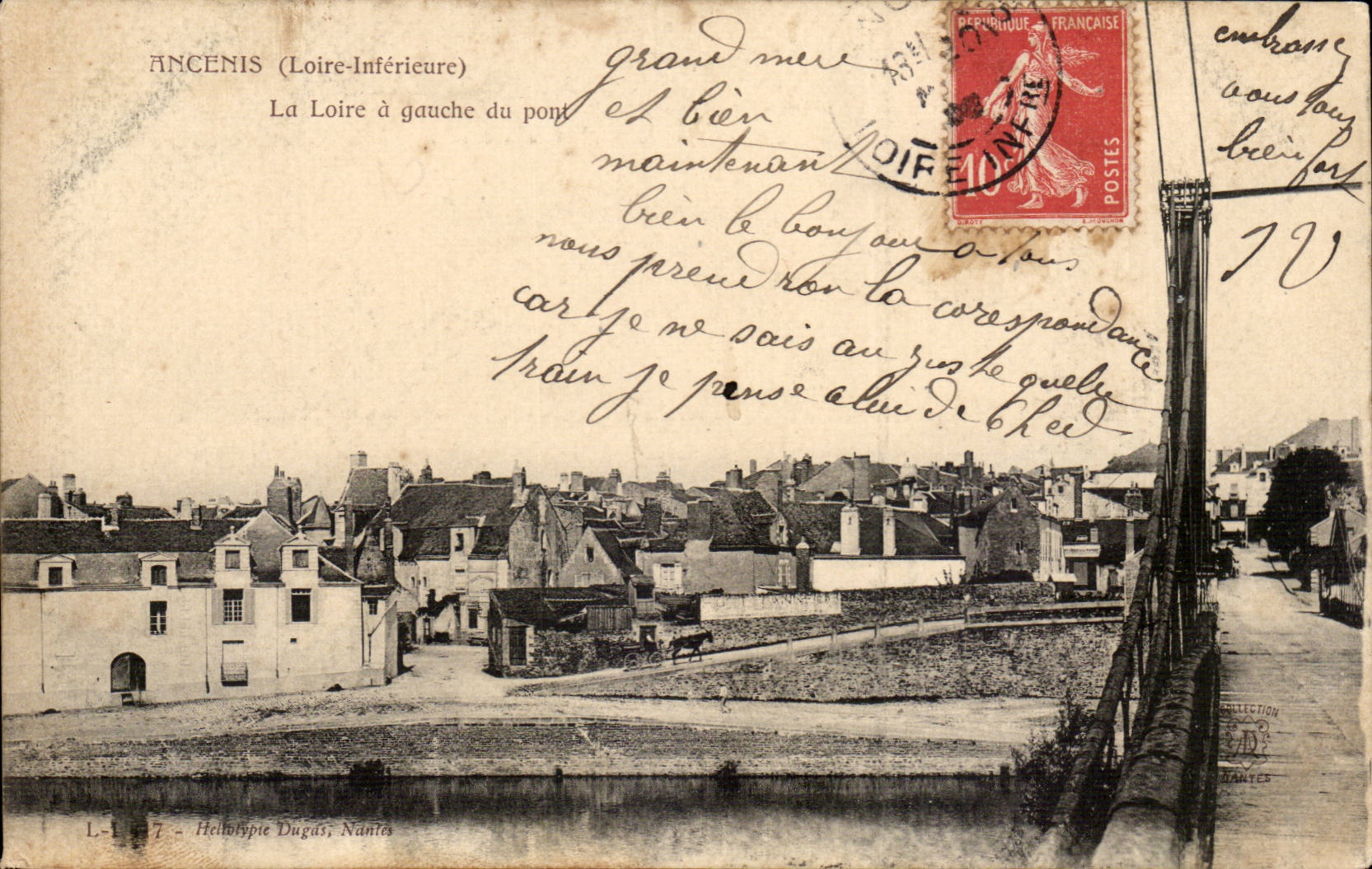 Ancenis CPA the Loire on the left of the bridge