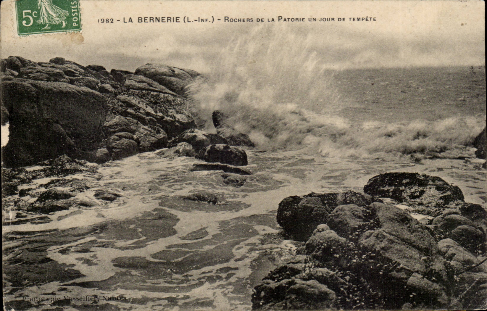 Bernerie CPA Felsen des patorie ein Tag des Sturms