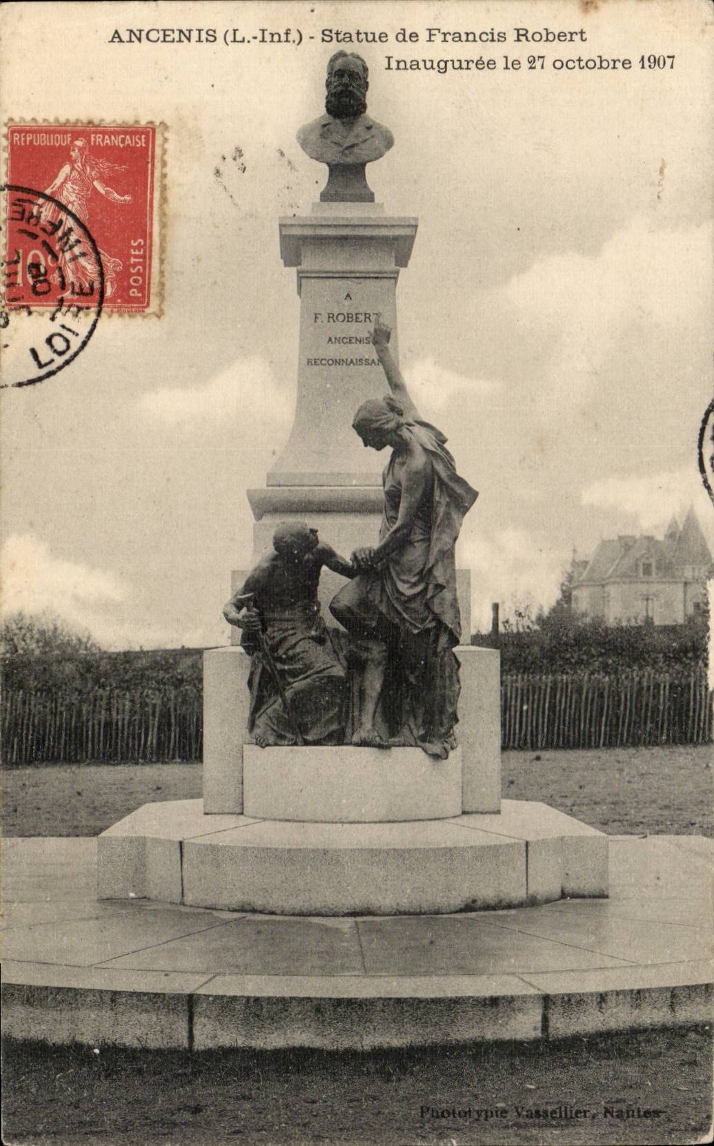 Ancenis CPA Statue of Francis Robert Inauguree on October 27th 1907