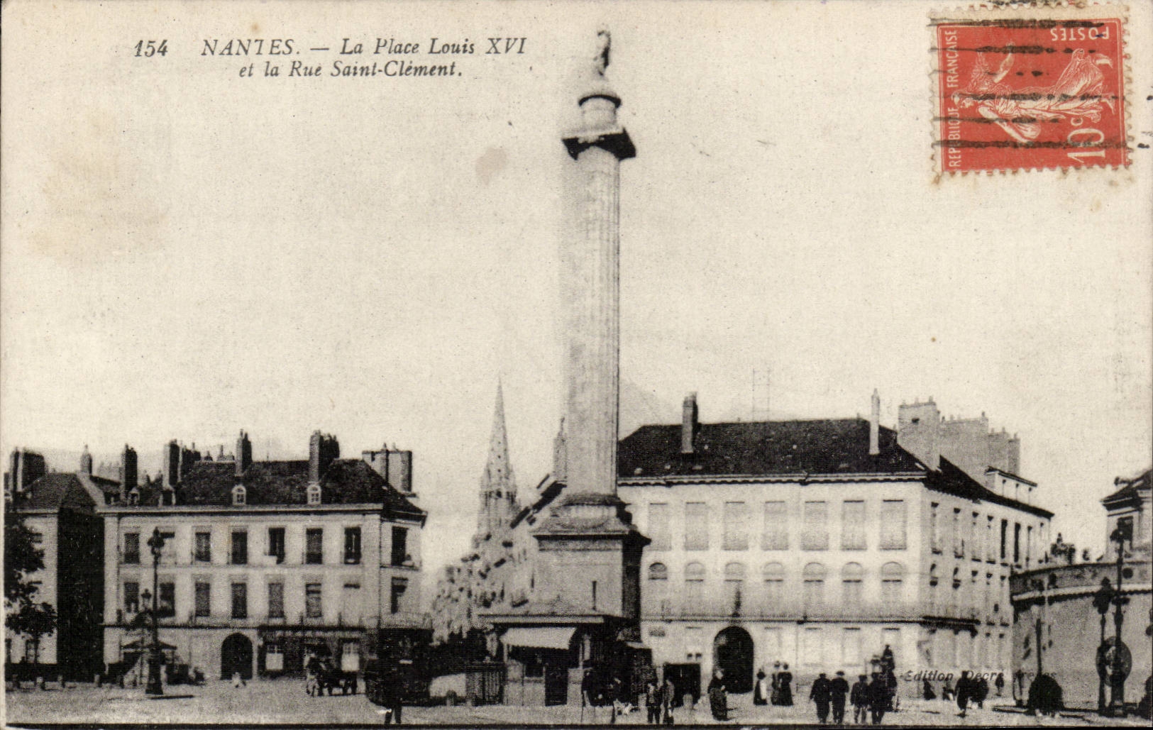 CPA Nantes the place Louis XVI and the street Saint Clement