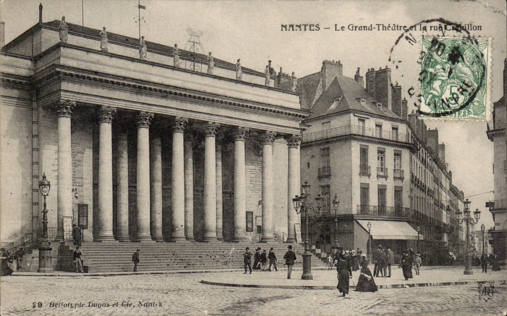 CPA Nantes the large theater and the Street Crepillon