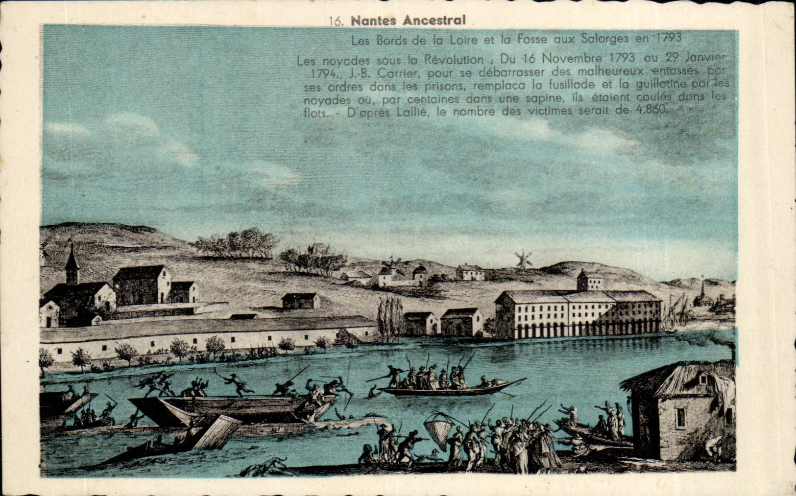 Nantes CPA edges of the Loire and the pit in Salorges in 1793