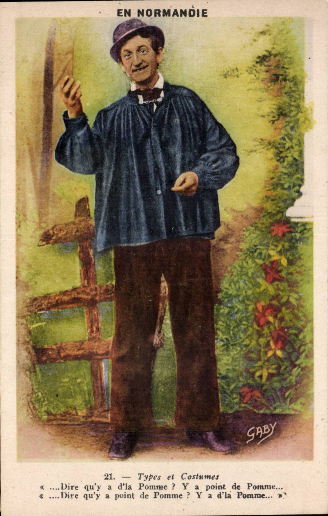 Standard CPA and costumes In Normandy (folklore caps)