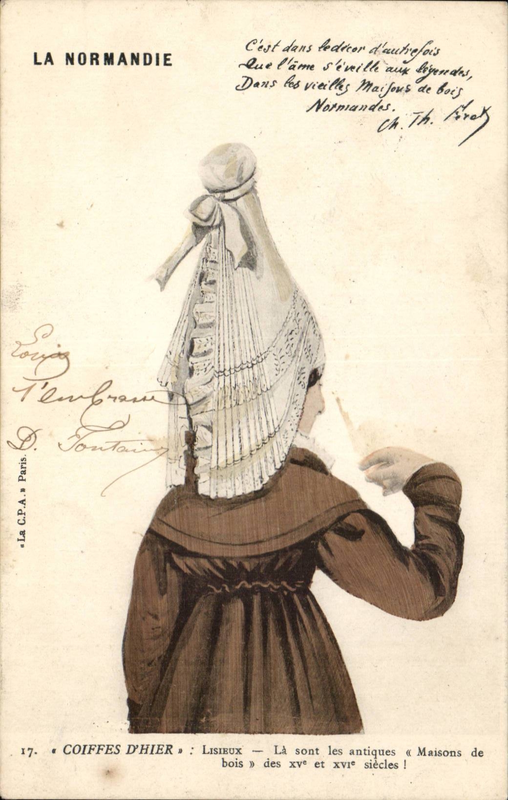 CPA Normandy Coiffes of yesterday Lisieux are to It the Maisons antiques of wood