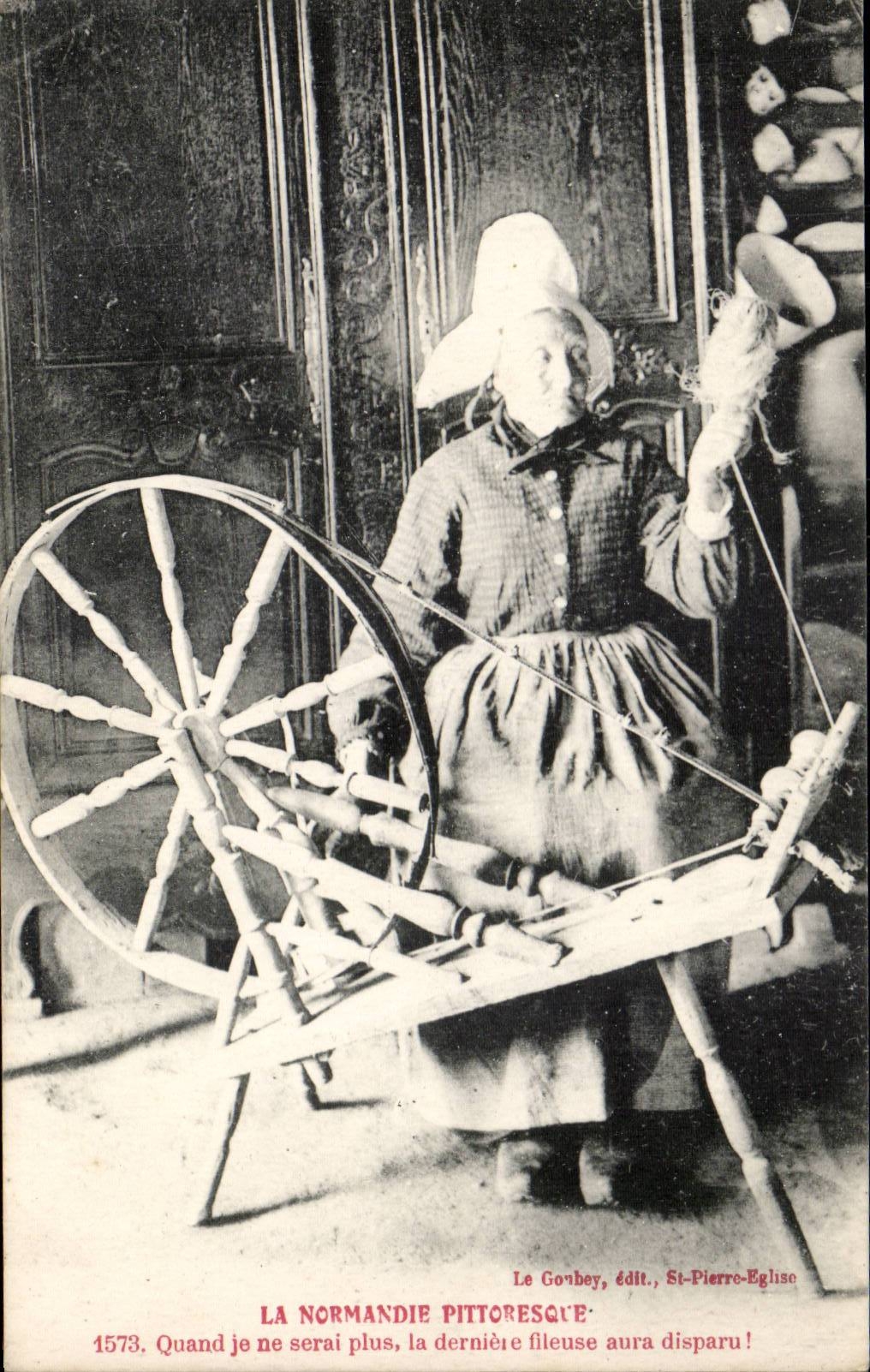 CPA picturesque Normandy When I would not be any more the last ropemaking machine will have disappeared (folklore caps costume)