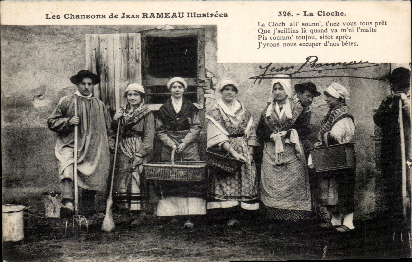 CPA illustrated songs of Jean Branch the bell (folklore caps costume)