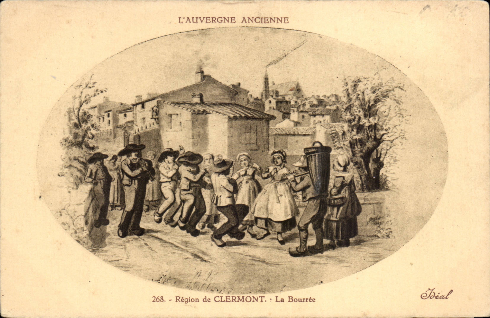 CPA Auvergne Area of Clermont The bourree (folklore caps costume)