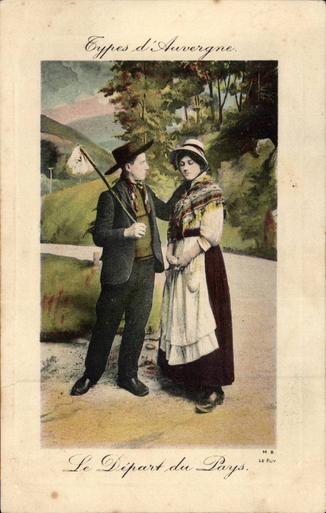Standard CPA of Auvergne the departure of the country (folklore caps costume)