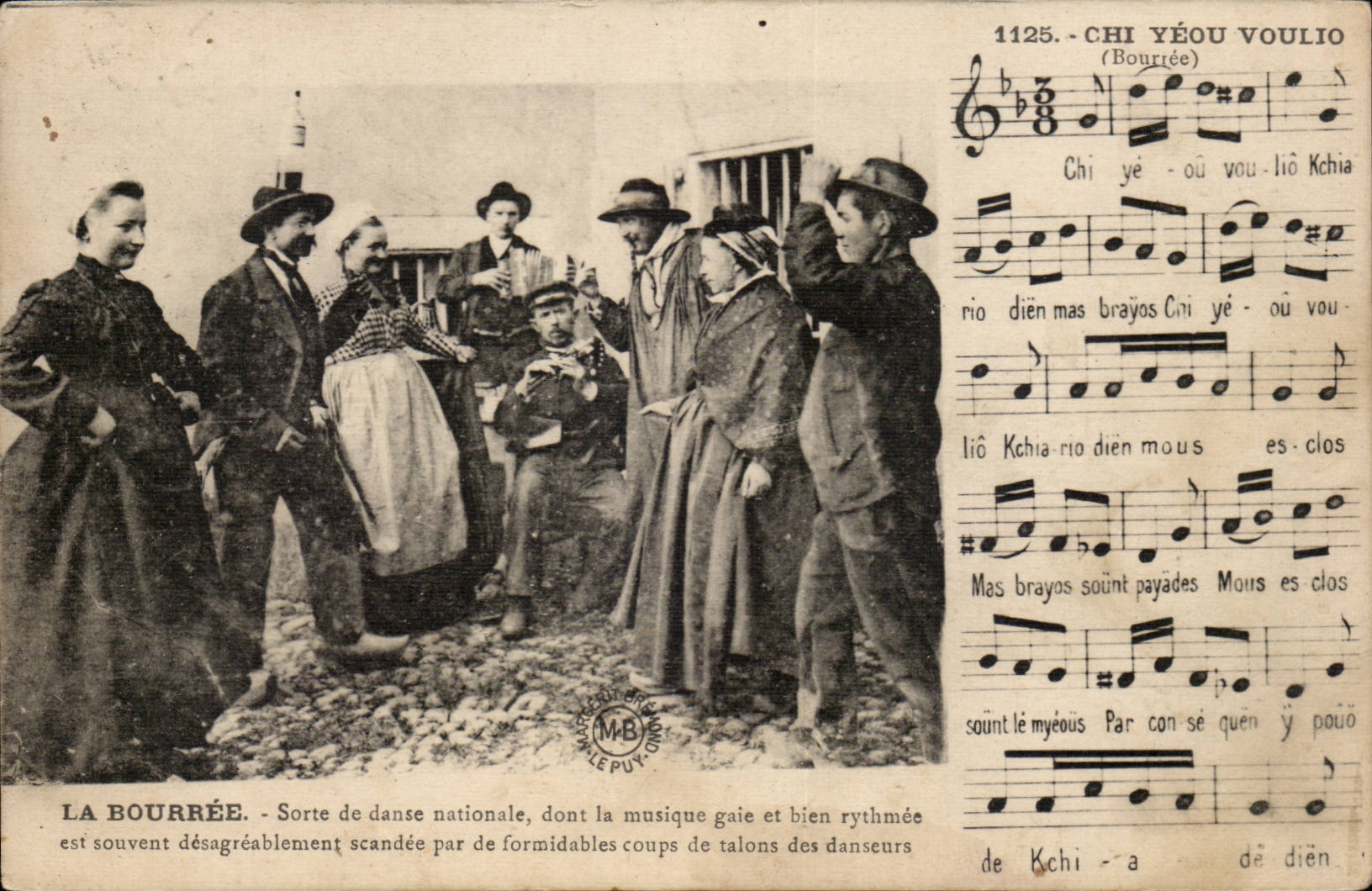 Auvergne CPA The bourree Kind of dance antionale Chi Yeou Voulio (dance folklore costume)