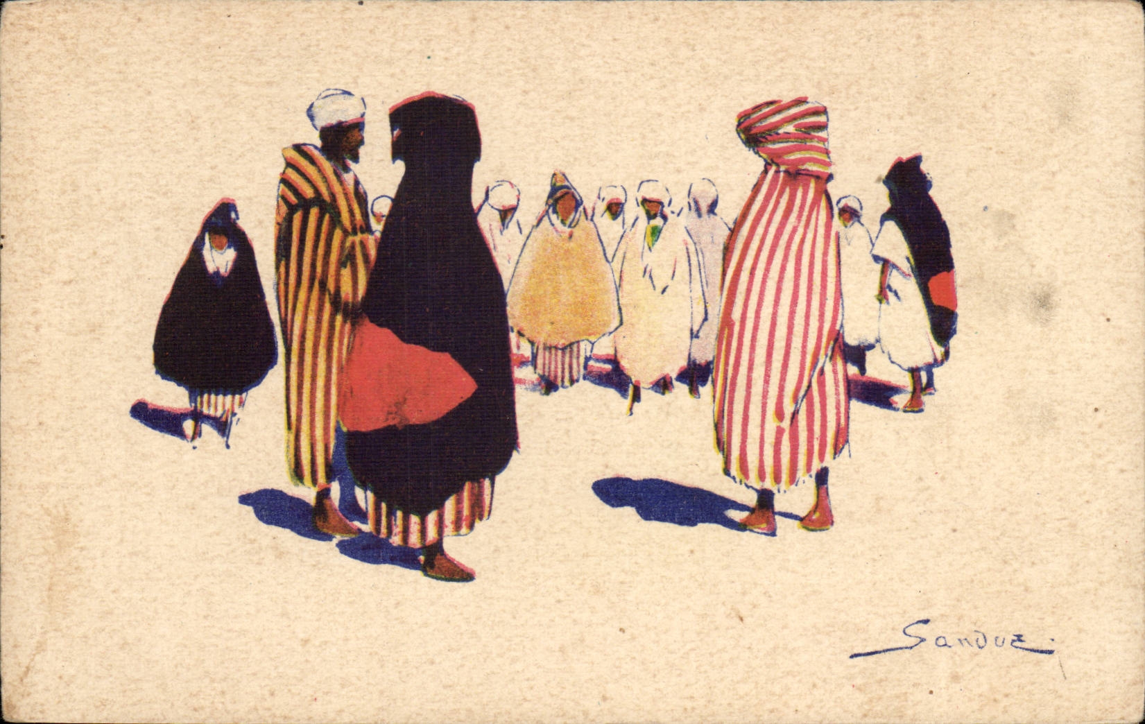 CPA Illustrator Sanouz Costumes of North Africa