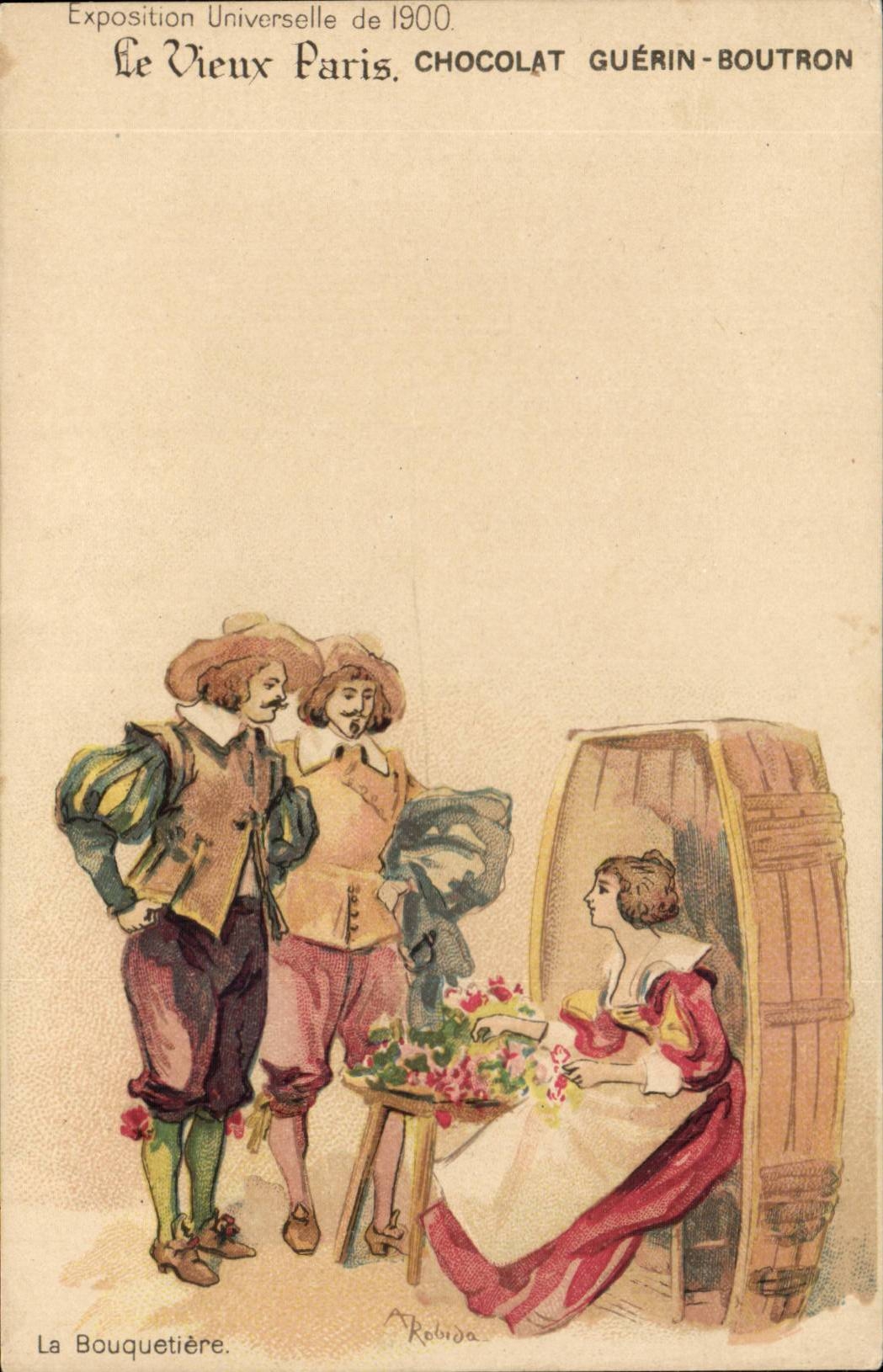 CPA the Paris Old man Fair universal of 1900 Chocolate Guerin Boutron the bouquetiere (trades)