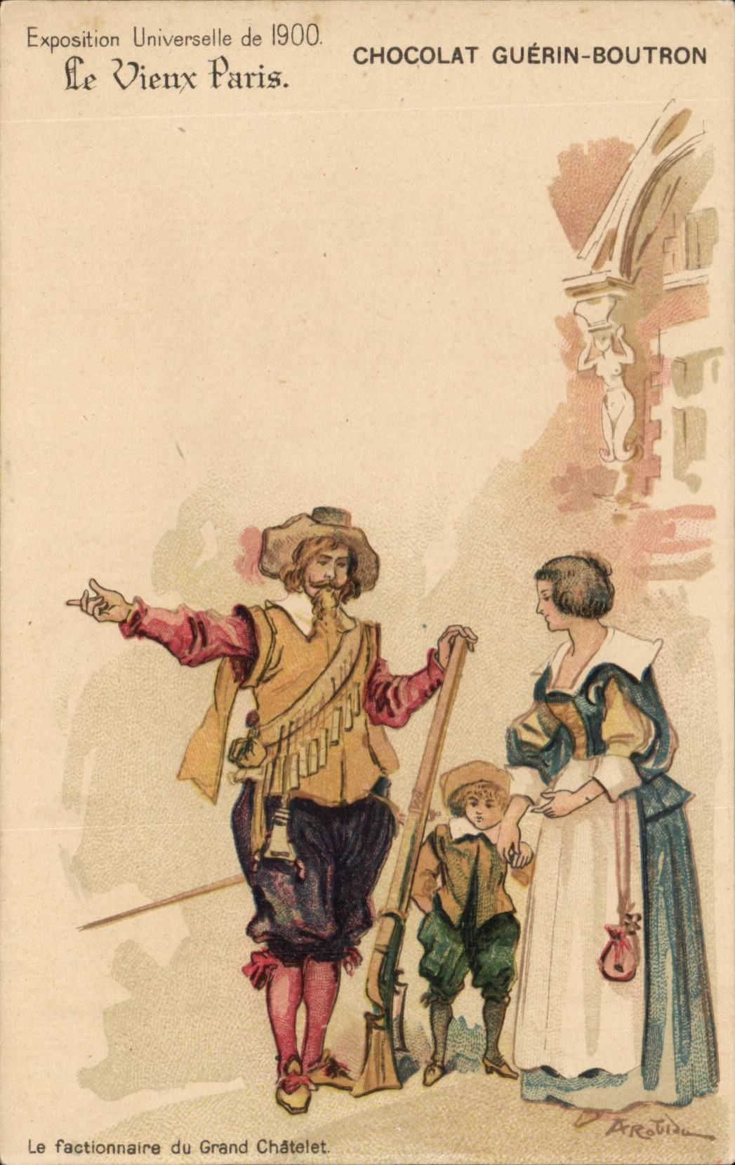 CPA the Paris Old man Fair universal of 1900 Chocolate Guerin Boutron the sentry of large Chatelet