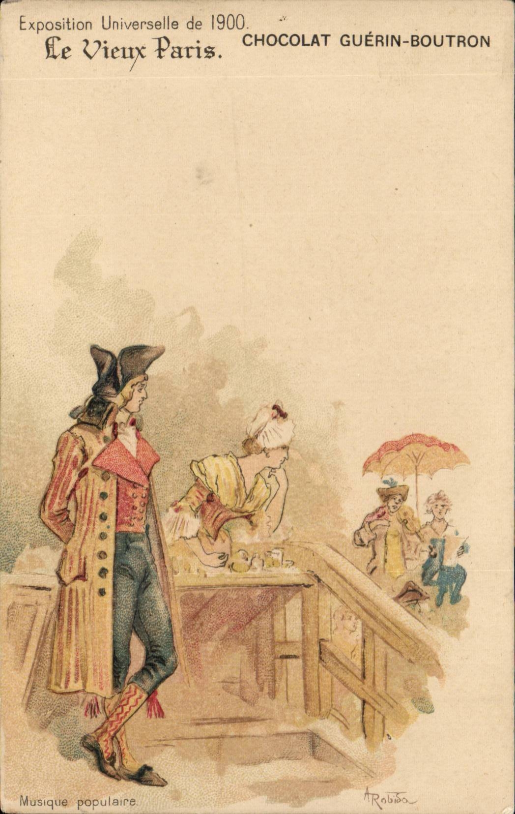 CPA the Paris Old man Fair universal of 1900 Chocolate popular Guerin Music