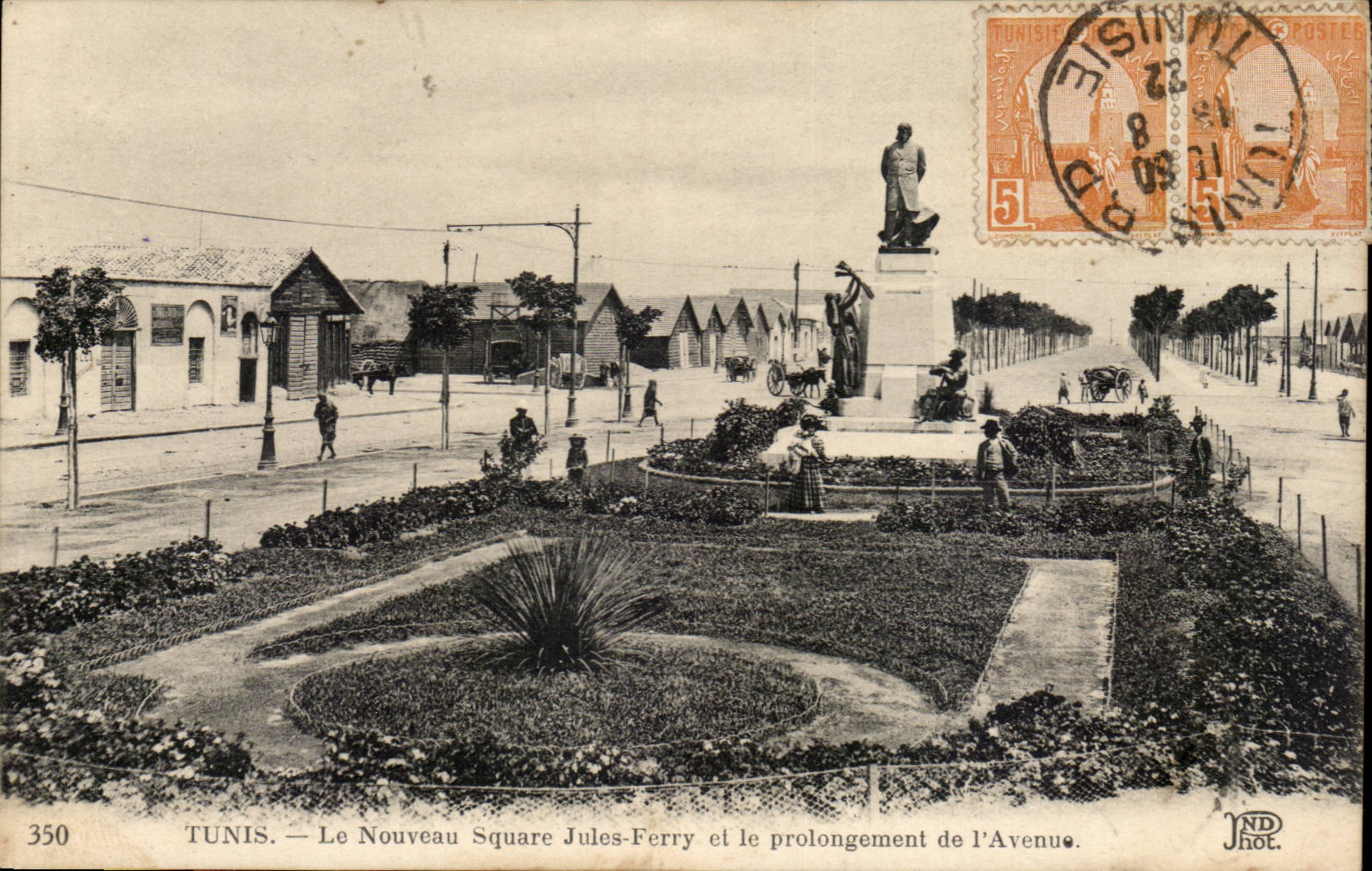 Tunisia CPA Tunis the new public garden Jules Ferry and prolongation of the avenue