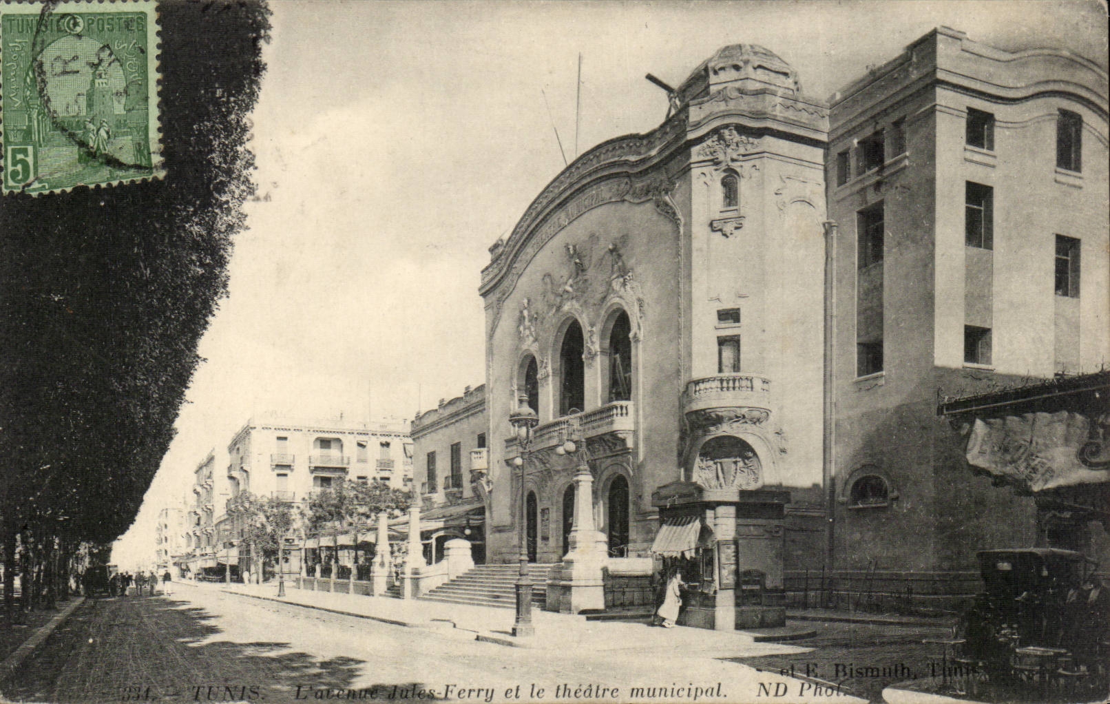 Tunisia CPA Tunis Jules Ferry and the municipal theater
