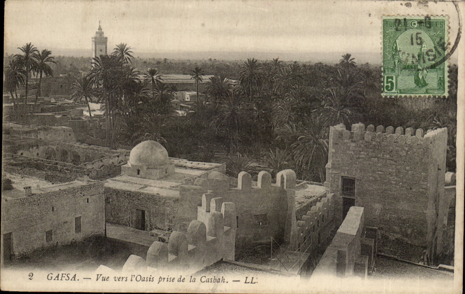 Tunisia Gafsa CPA Seen from towards the oasis of the kasbah