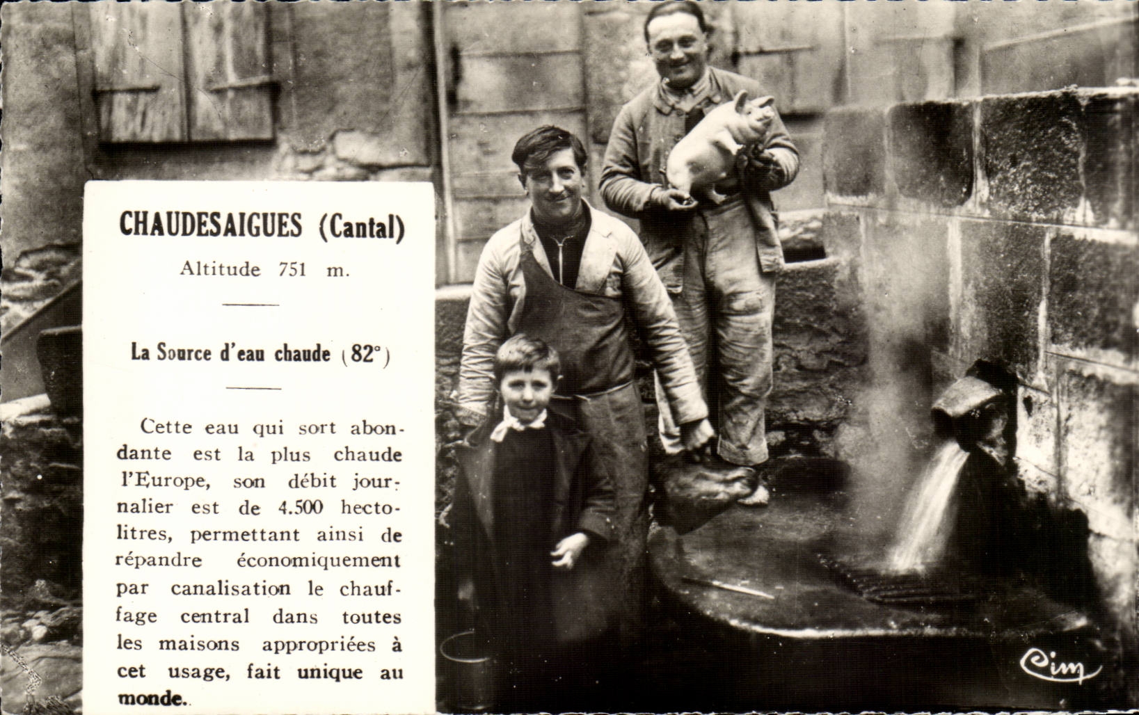 CPSM Chaudesaigues the source of warm water Pig Pig