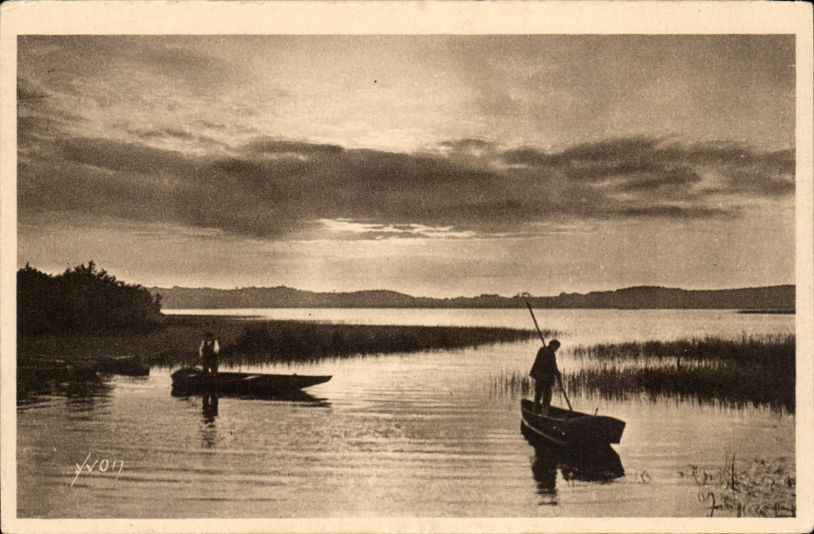 Moors of GAscogne CPA Twilight on the pond of Leon