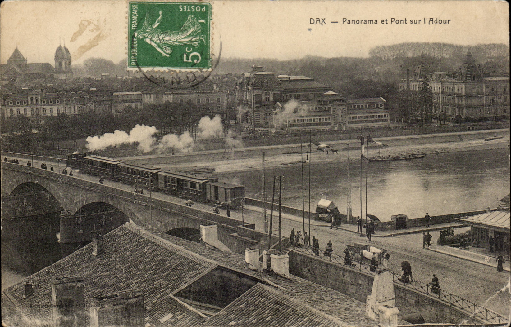 CPA Dax Panorama et pont sur l'Adour