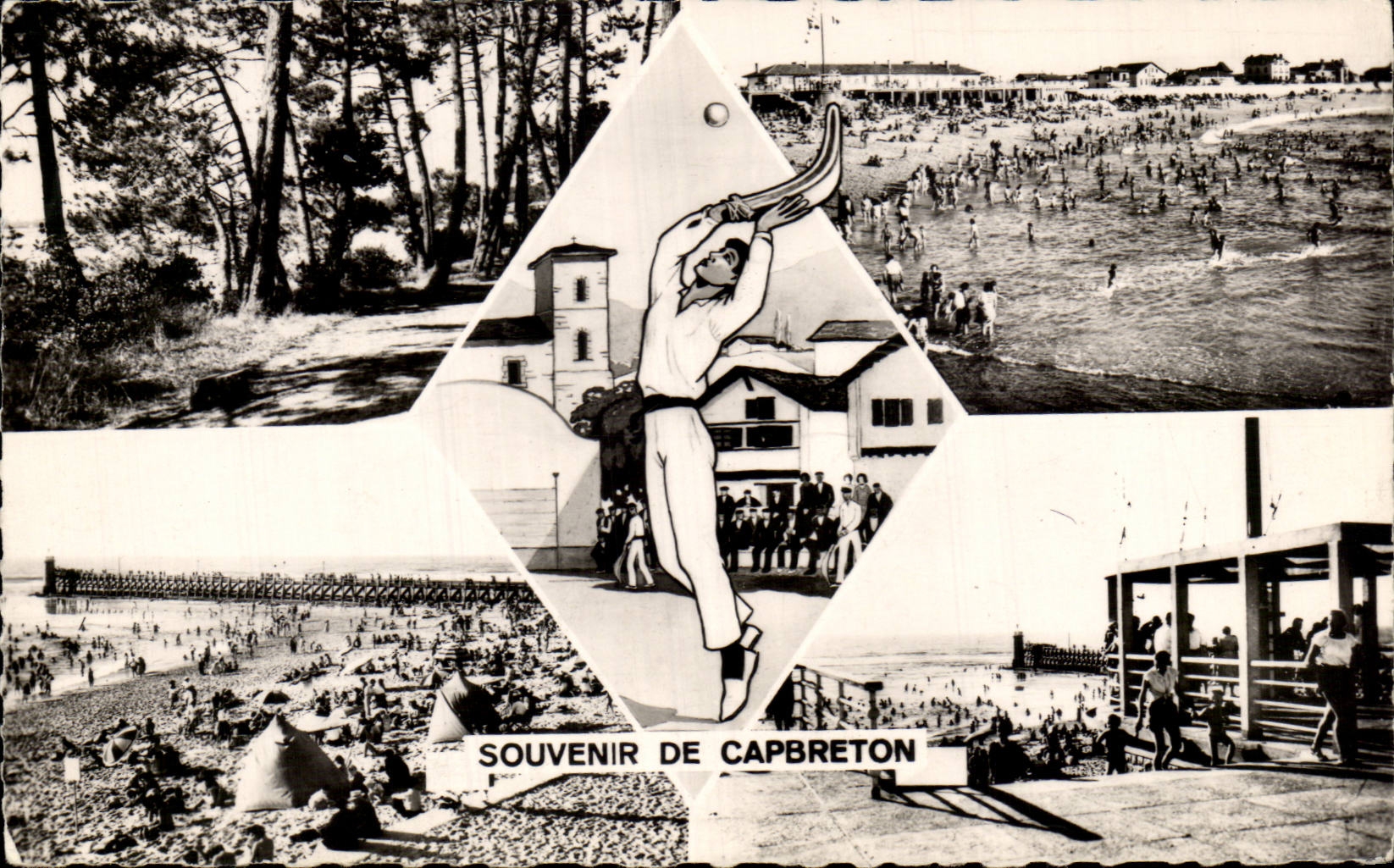 MODERN CARD Capbreton Under wood the beach Pelotari Pier Beach