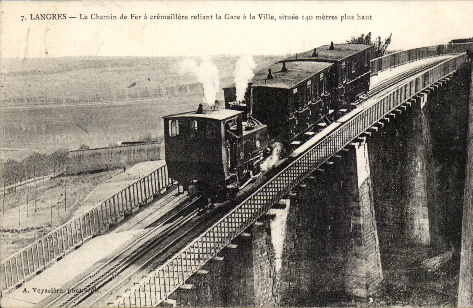 Langres CPA the cog railway connecting Train station to city TOP
