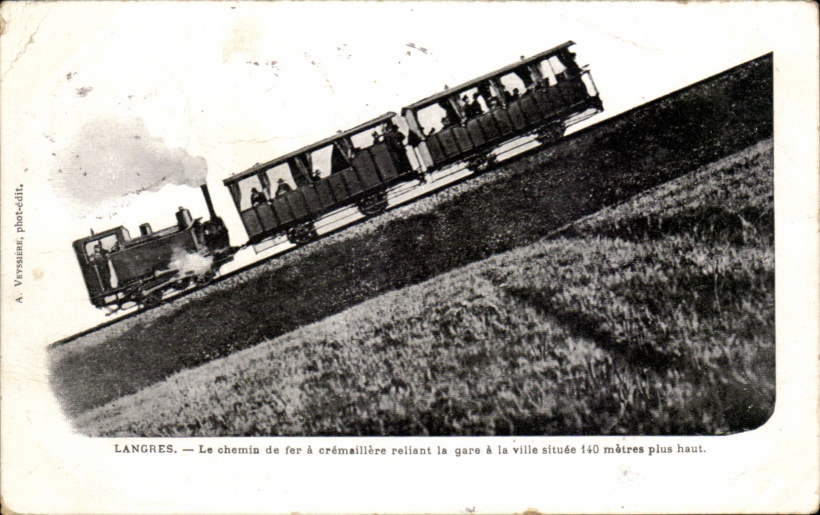 Langres CPA the cog railway connecting Train station to the situee city 140 bills of quantities higher