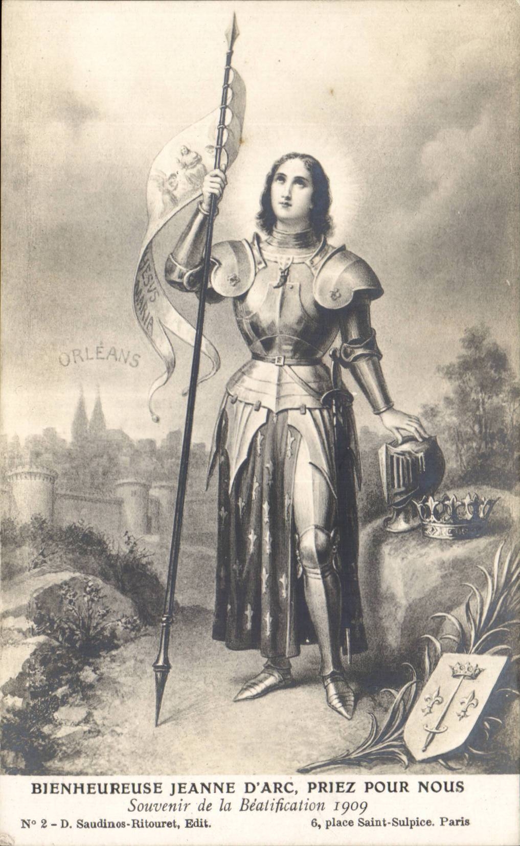 CPA Bienheureuse Jeanne of arc request for us Souvenir of the beatification 1909 Orleans Paris