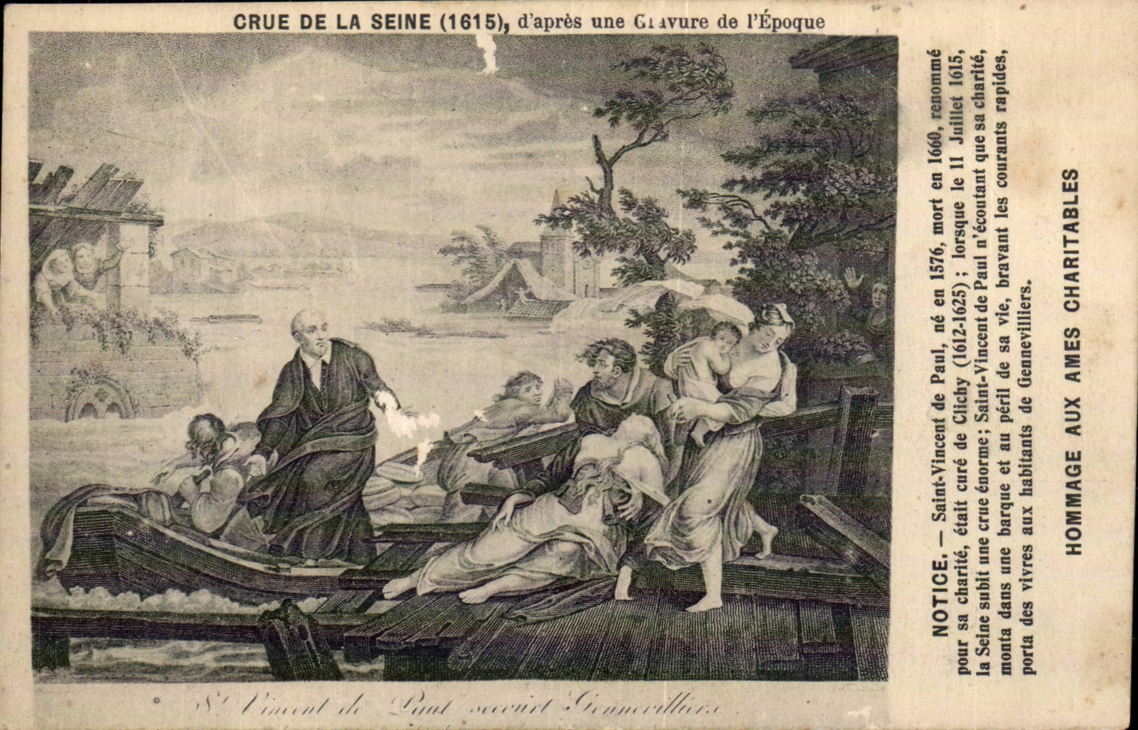 Paris CPA Crue de la Seine (1615) d'apres une gravure de l'epoque