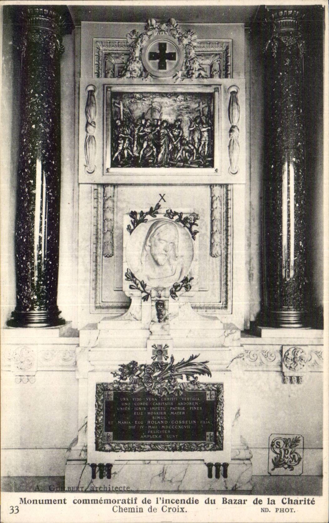 Paris CPA Monument commemoratif de l'incendie du Bazar de la Cahrite Chemin de CRoix