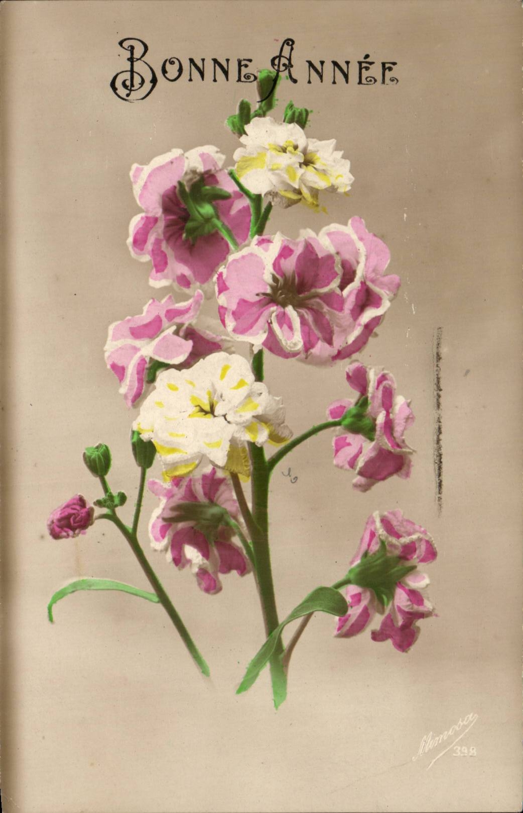 CPA Fantaisie Bonne annee Fleur 