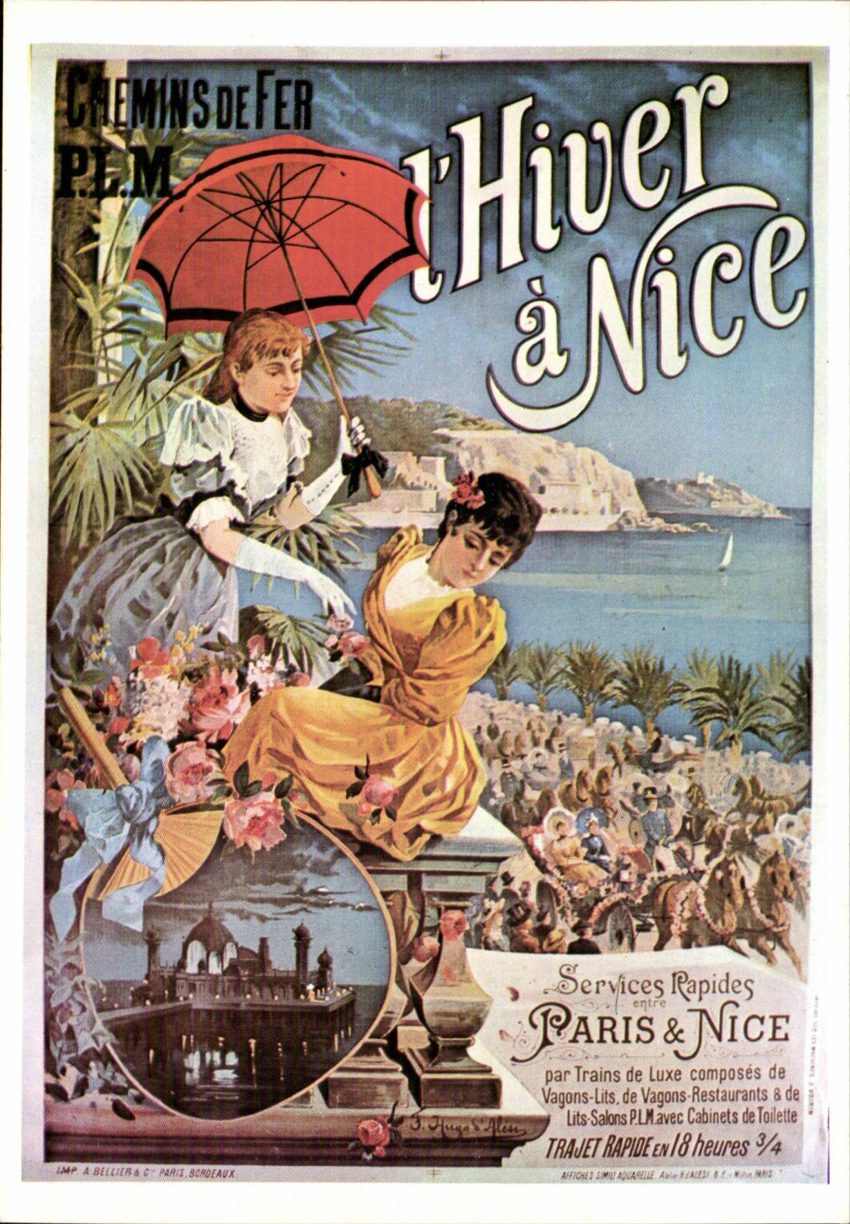 MODERN CARD Affiche Railroads the winter has Nice Paris Nice
