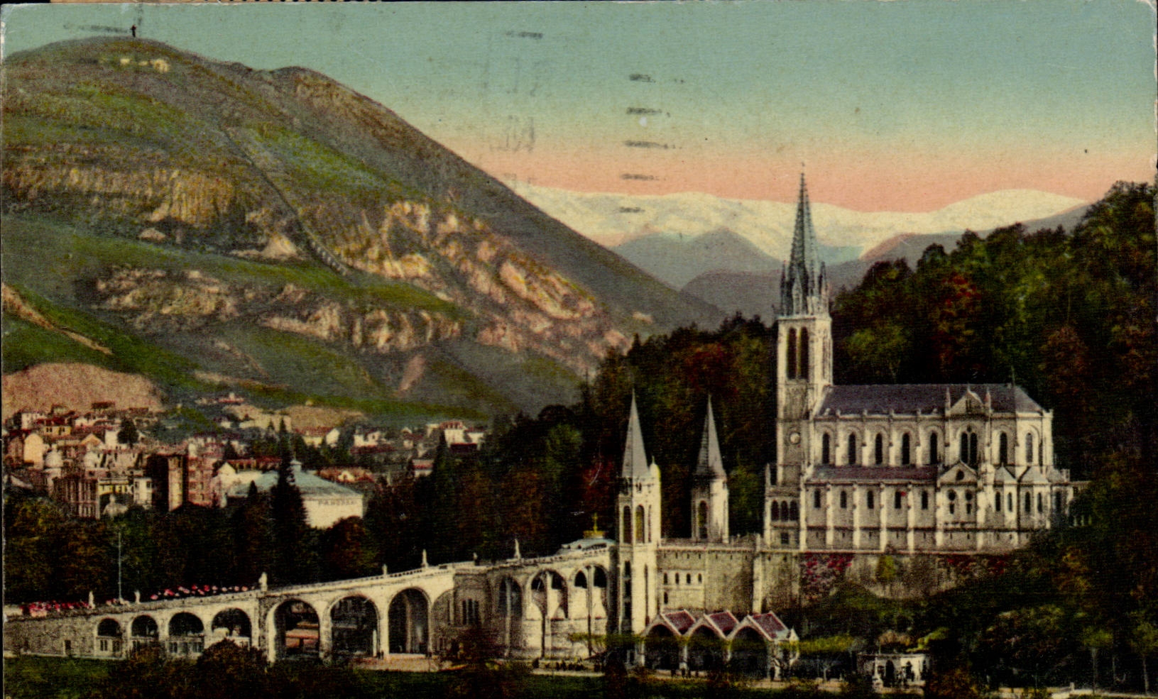 Lourdes CPA the basilica and the peak of the Day