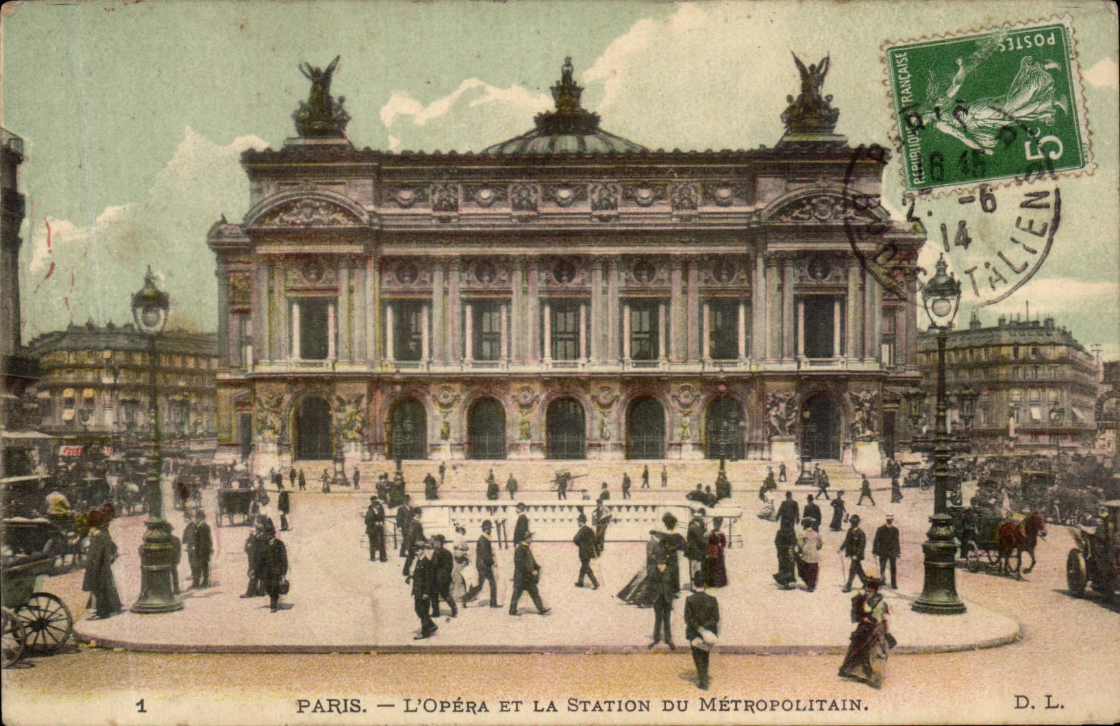 Paris CPA L'opera et la station du metropolitain (metro)