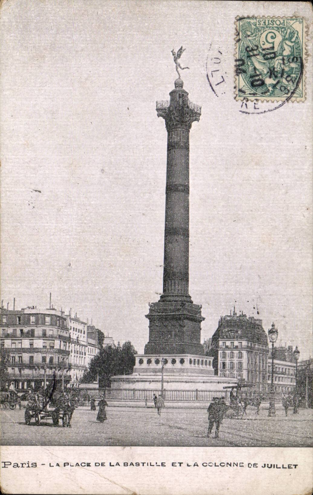 Paris CPA the place of the Bastille and the column of July