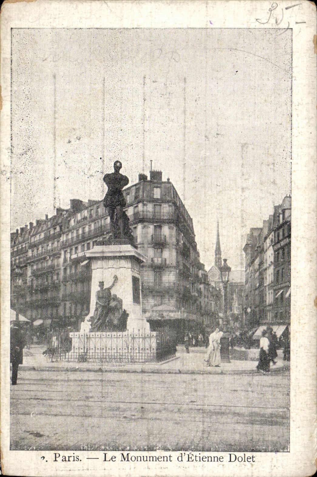 Paris CPA Le monument d'Etienne Dolet