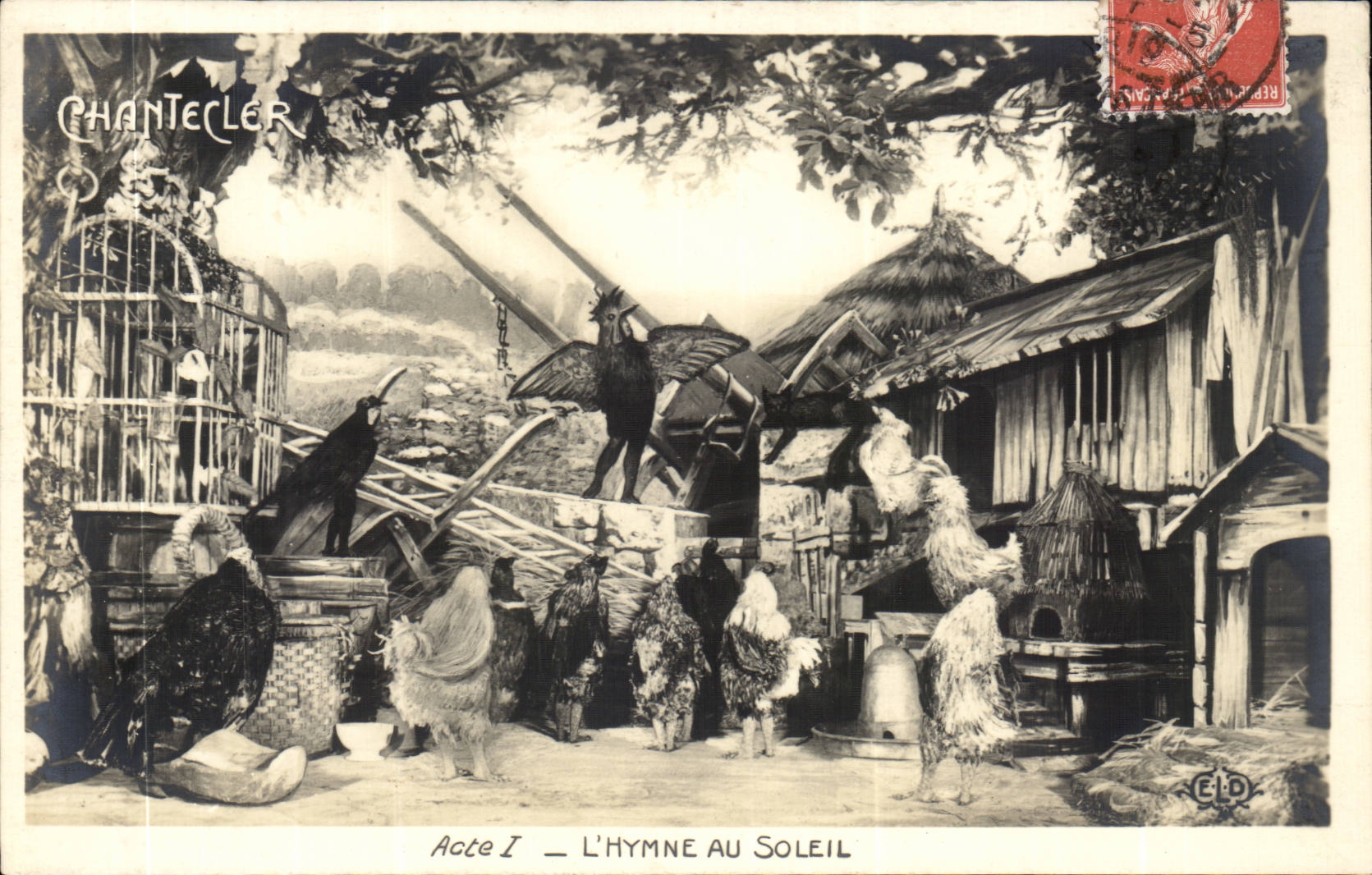 CPA Phantasie Chantecler Tat I die Hymne mit der Sonne (Hahn)
