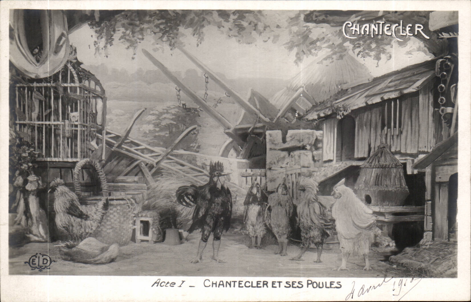 CPA Phantasie Chantecler Tat I Chantecler und seine Hennen (Hahn)