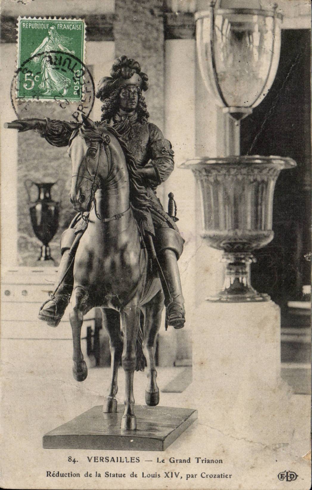 Versailles CPA Reduction of Statue of Louis XIV by Crozatier