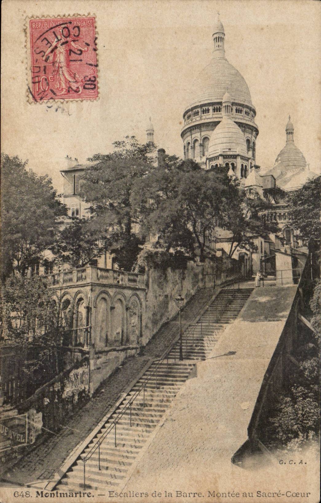 Paris CPA Escaliers de la Barre Montee au Sacre Coeur