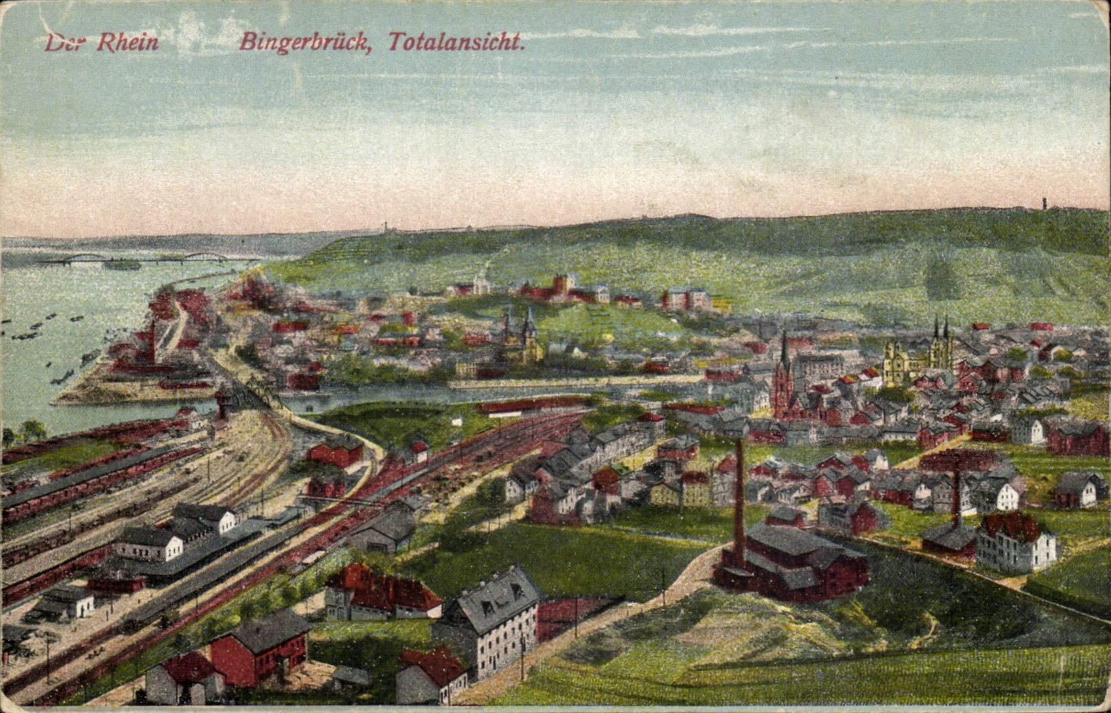 Der Rhein CPA Bingerbruck Totalansicht