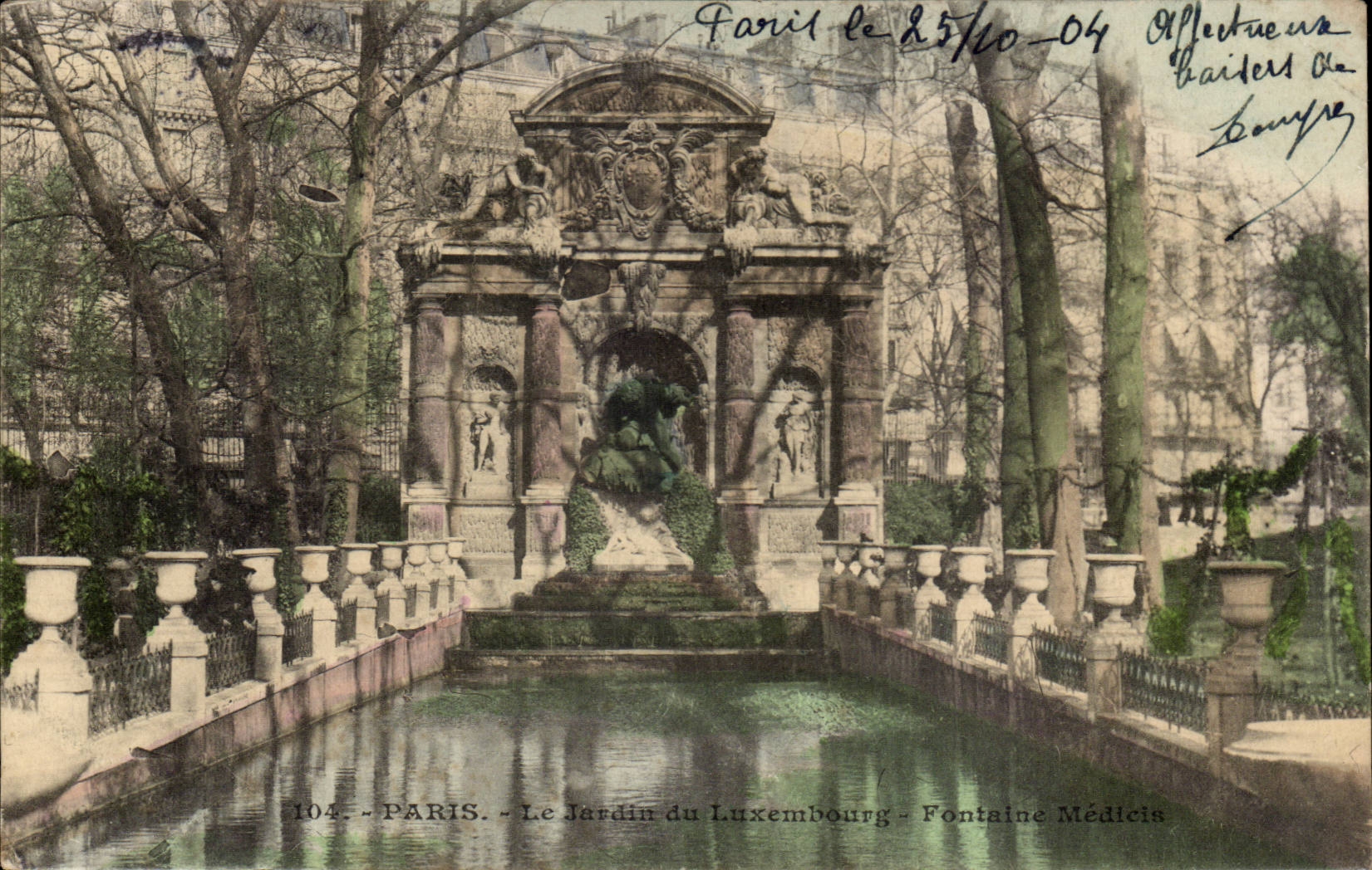 Paris CPA the garden of Luxembourg Medicis Fountain