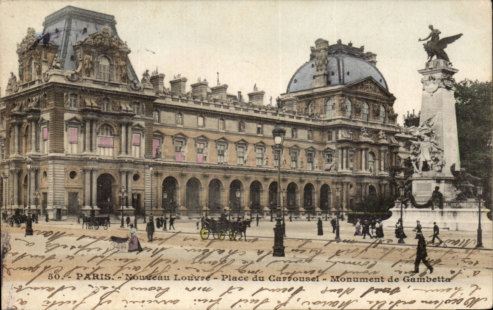 Paris CPA Nouveau Louvre Place du Carrousel Monument de Gambetta
